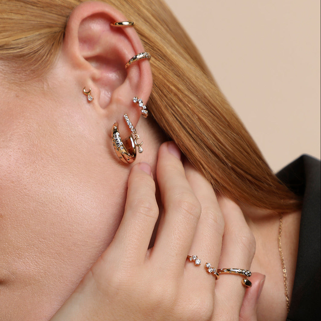 Crystal Scatter Ear Cuff in Gold-Astrid &amp; Miyu