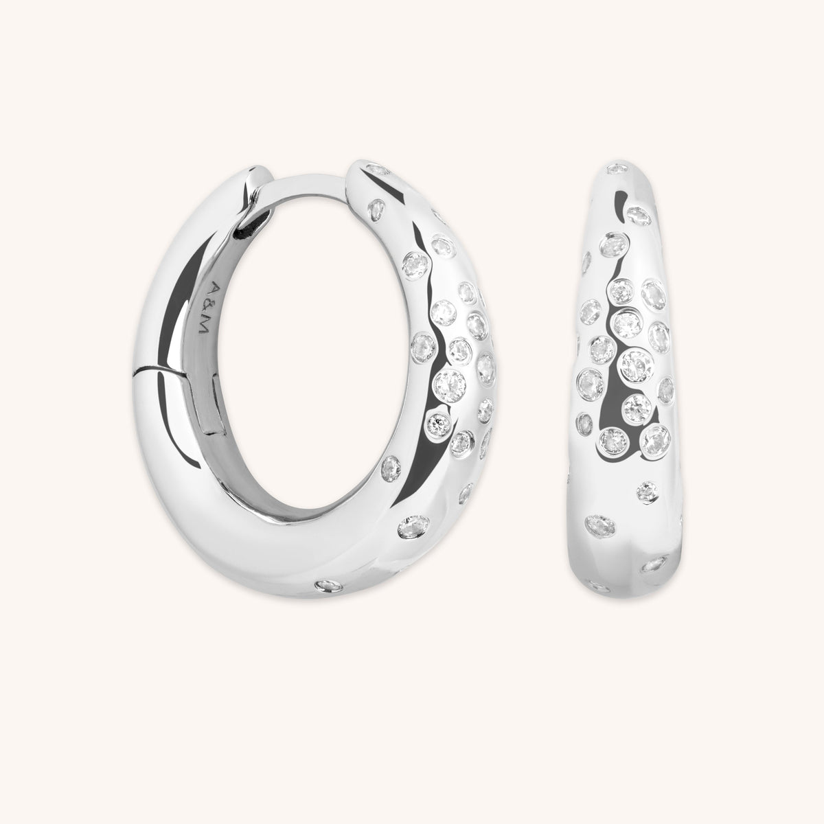 Crystal Scatter Dome Hoop in Silver-Astrid &amp; Miyu