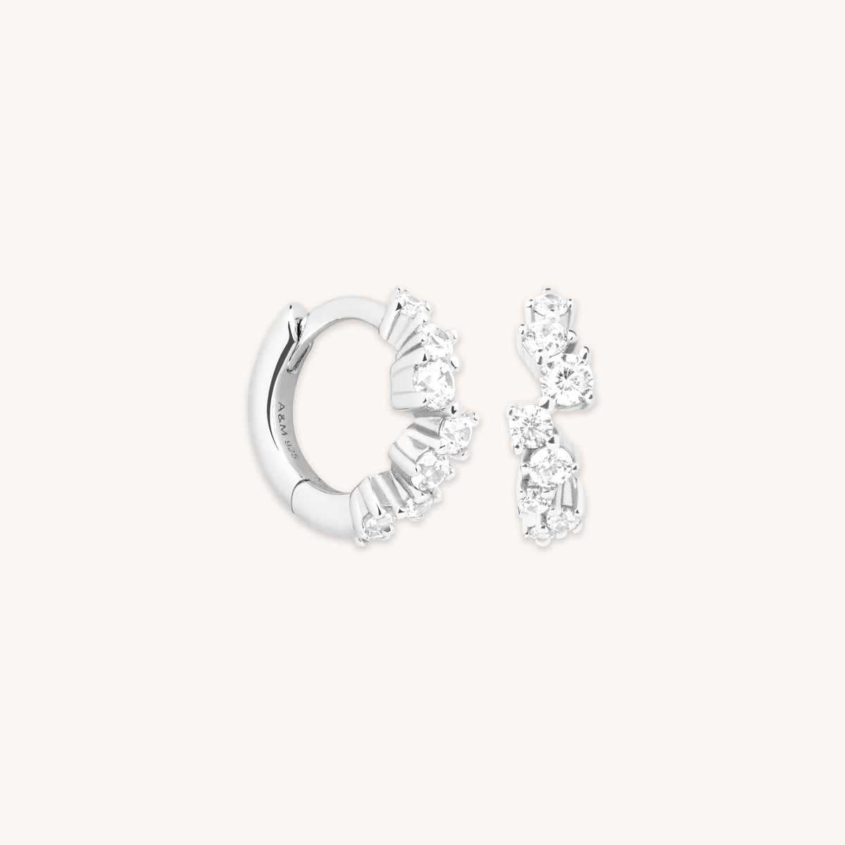 Crystal Trail Huggies in Silver-Astrid &amp; Miyu