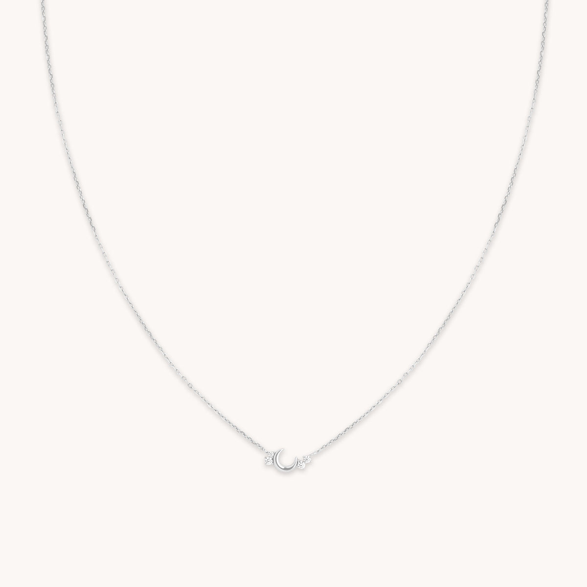 Crescent Moon Pendant Necklace in Silver-Astrid &amp; Miyu