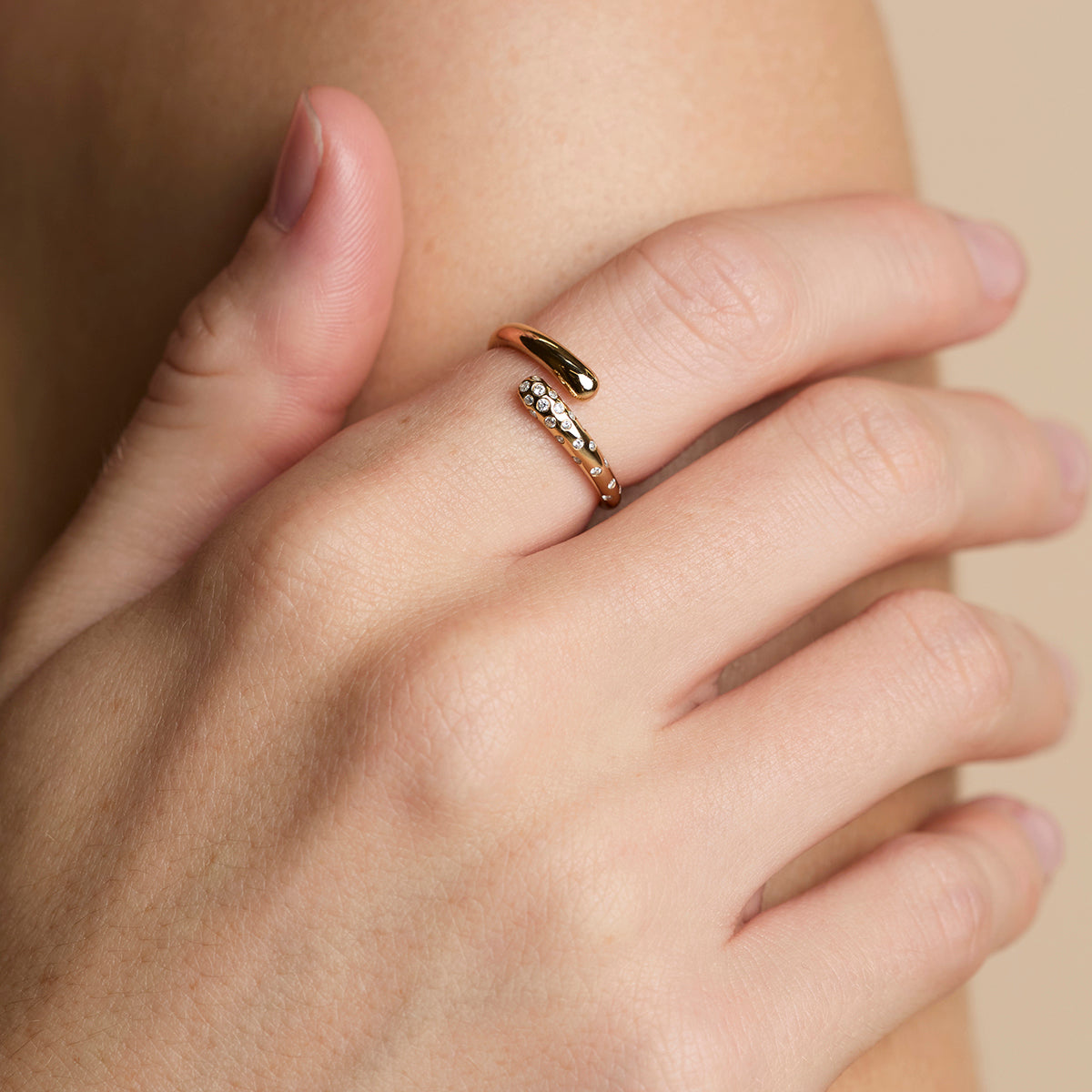 Crystal Scatter Dome Ring in Gold-Astrid &amp; Miyu