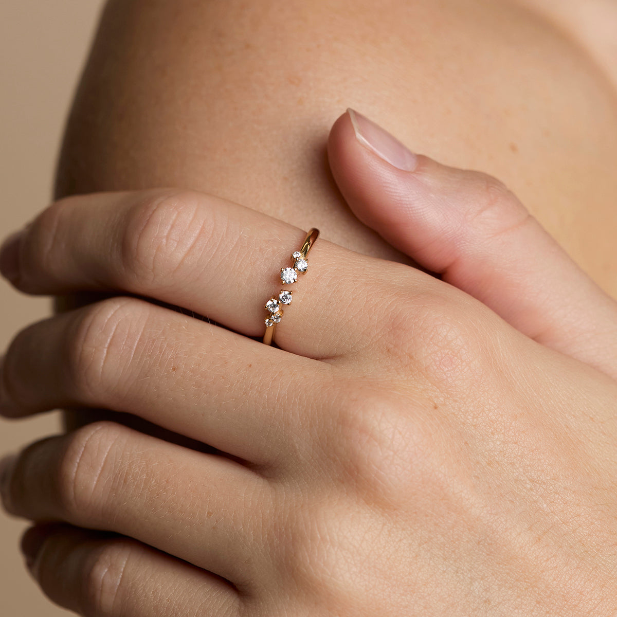Crystal Trail Open Ring in Gold-Astrid &amp; Miyu