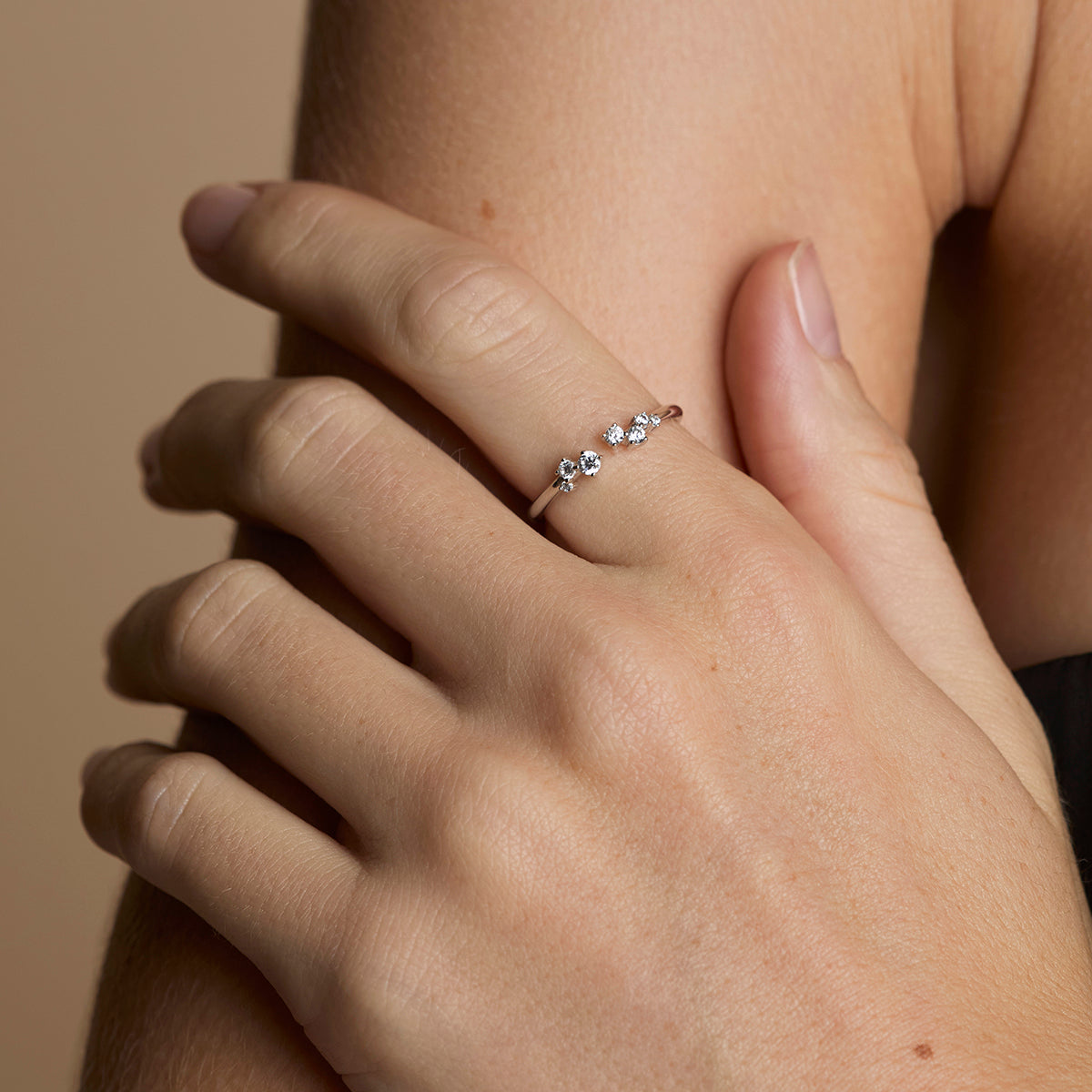 Crystal Trail Open Ring in Silver-Astrid &amp; Miyu