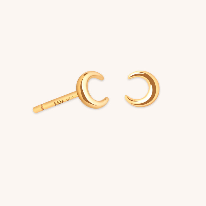 Crescent Moon Studs in Gold-Astrid &amp; Miyu