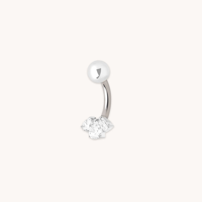 Crystal Cluster Titanium Belly Bar in Silver-Astrid &amp; Miyu