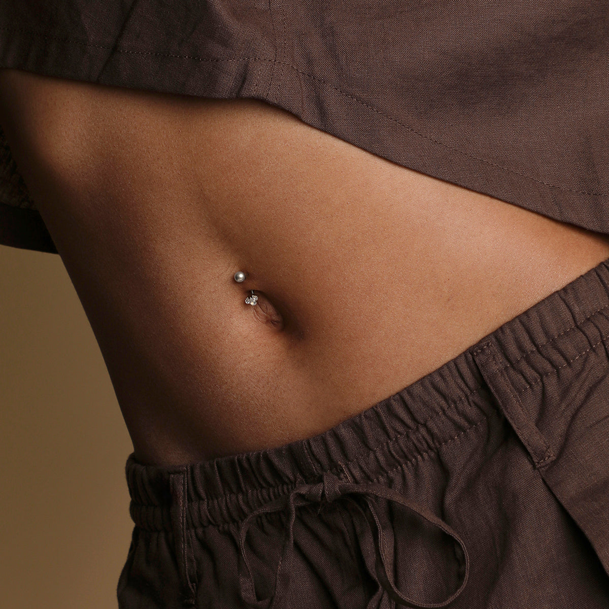 Crystal Cluster Titanium Belly Bar in Silver-Astrid &amp; Miyu
