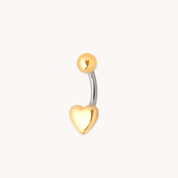 Heart Titanium Belly Bar in Gold-Astrid &amp; Miyu