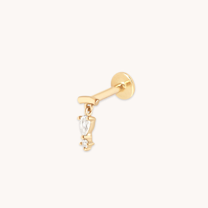 Pear Charm Hidden Helix in Solid Gold-Astrid &amp; Miyu
