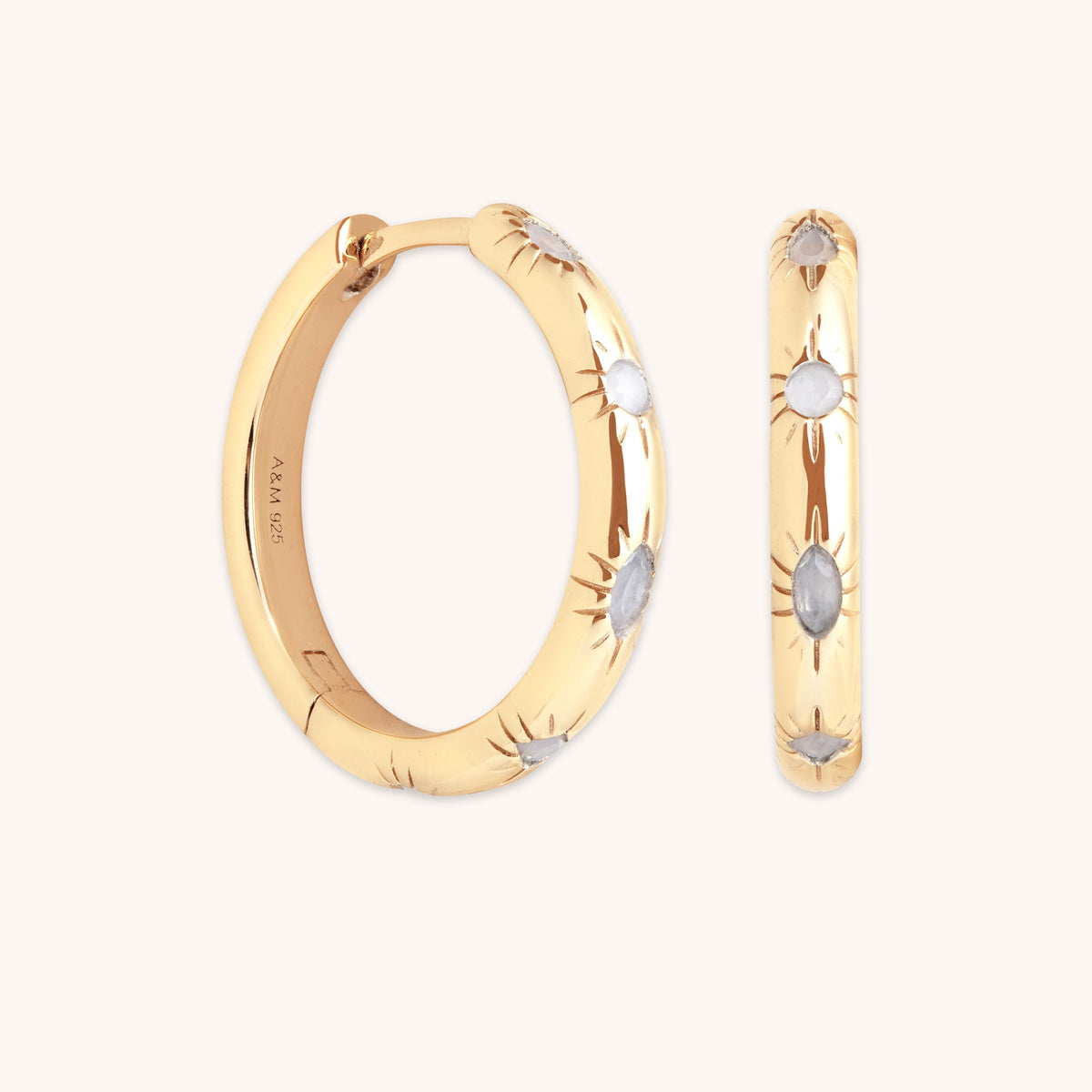 Blue Lace Agate Sun Hoops in Gold-Astrid &amp; Miyu