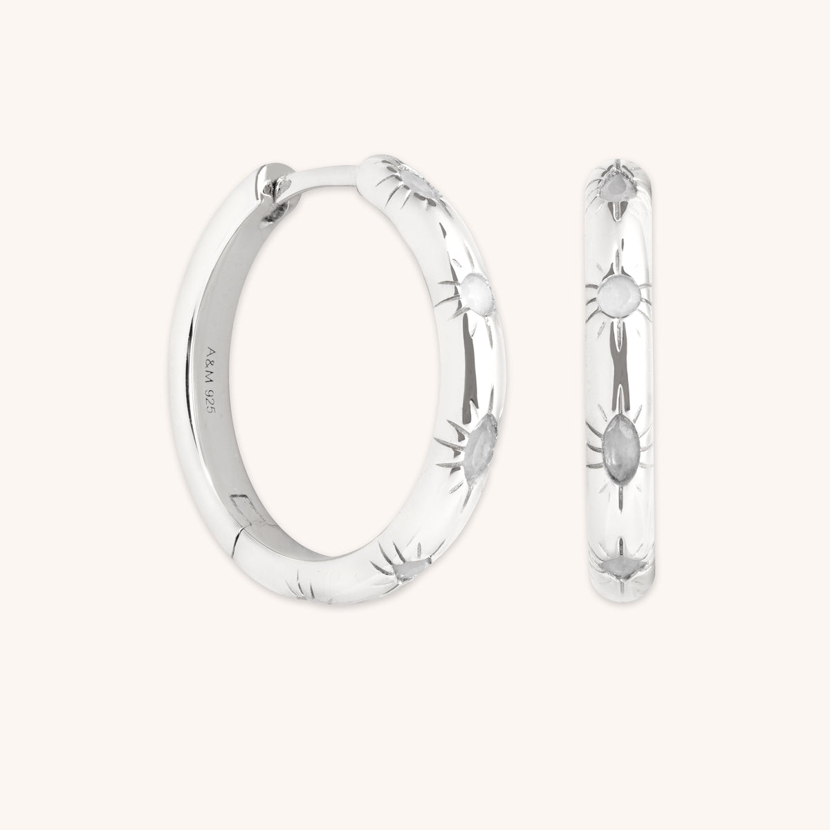 Blue Lace Agate Sun Hoops in Silver-Astrid &amp; Miyu