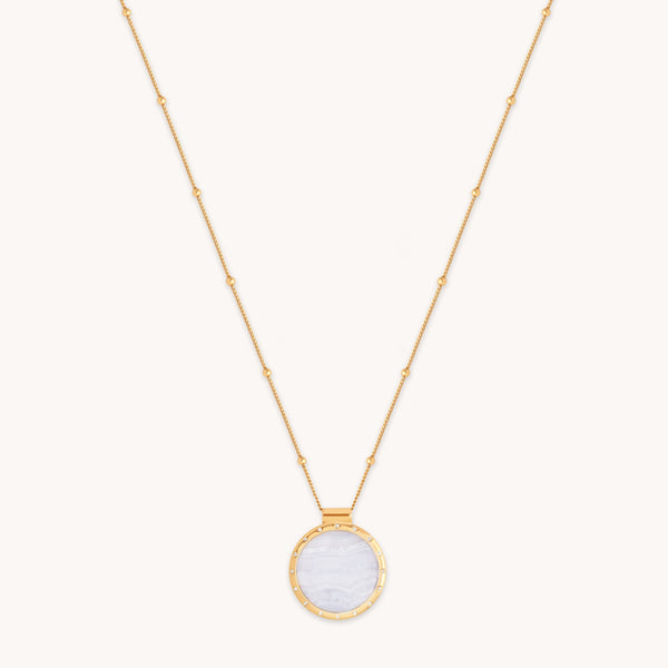 Blue Lace Agate Pendant Necklace in Gold-Astrid &amp; Miyu
