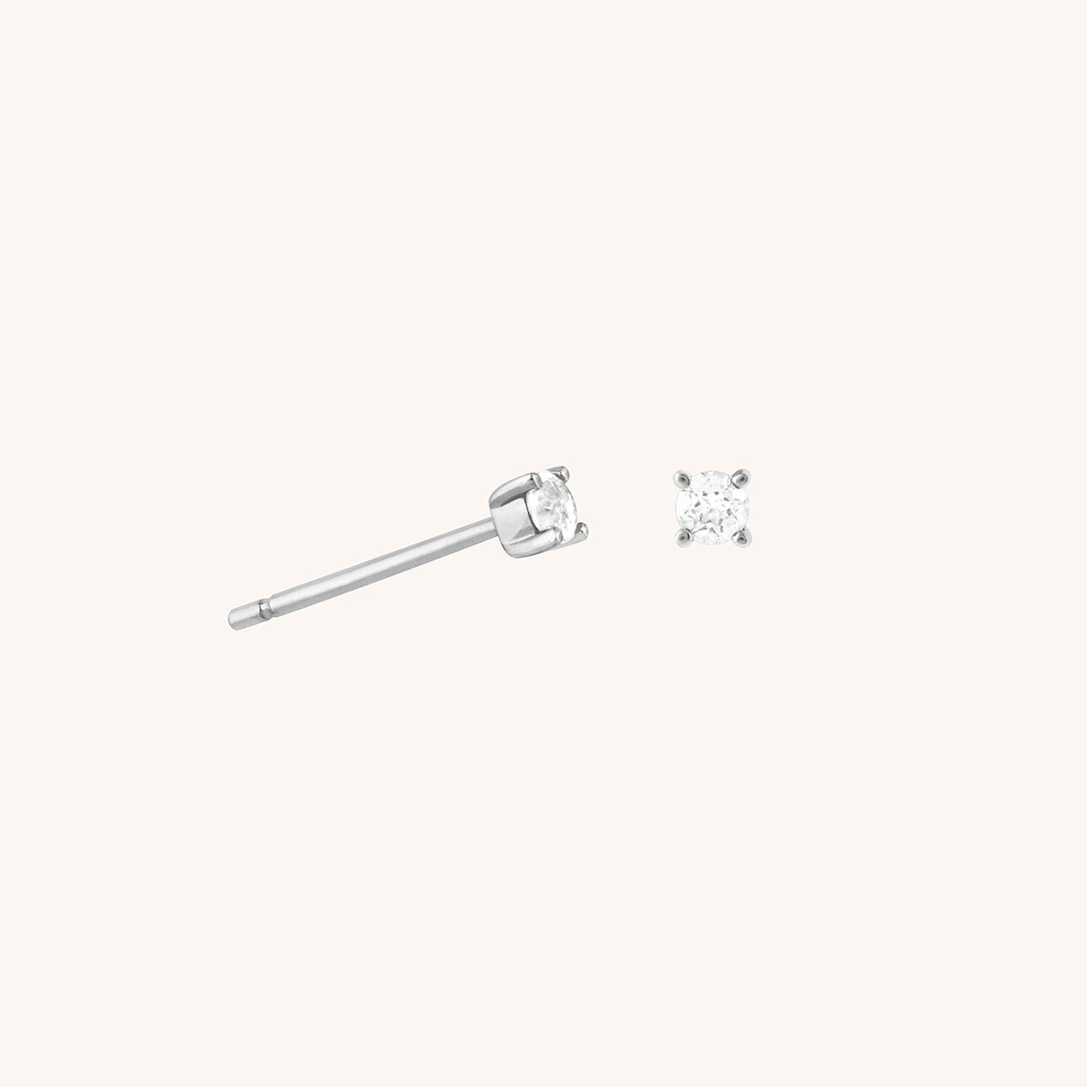 Diamond Solitaire Stud Earrings in Solid White Gold-Astrid &amp; Miyu