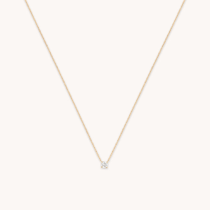 Diamond Solitaire Pendant Necklace in Solid Gold-Astrid &amp; Miyu