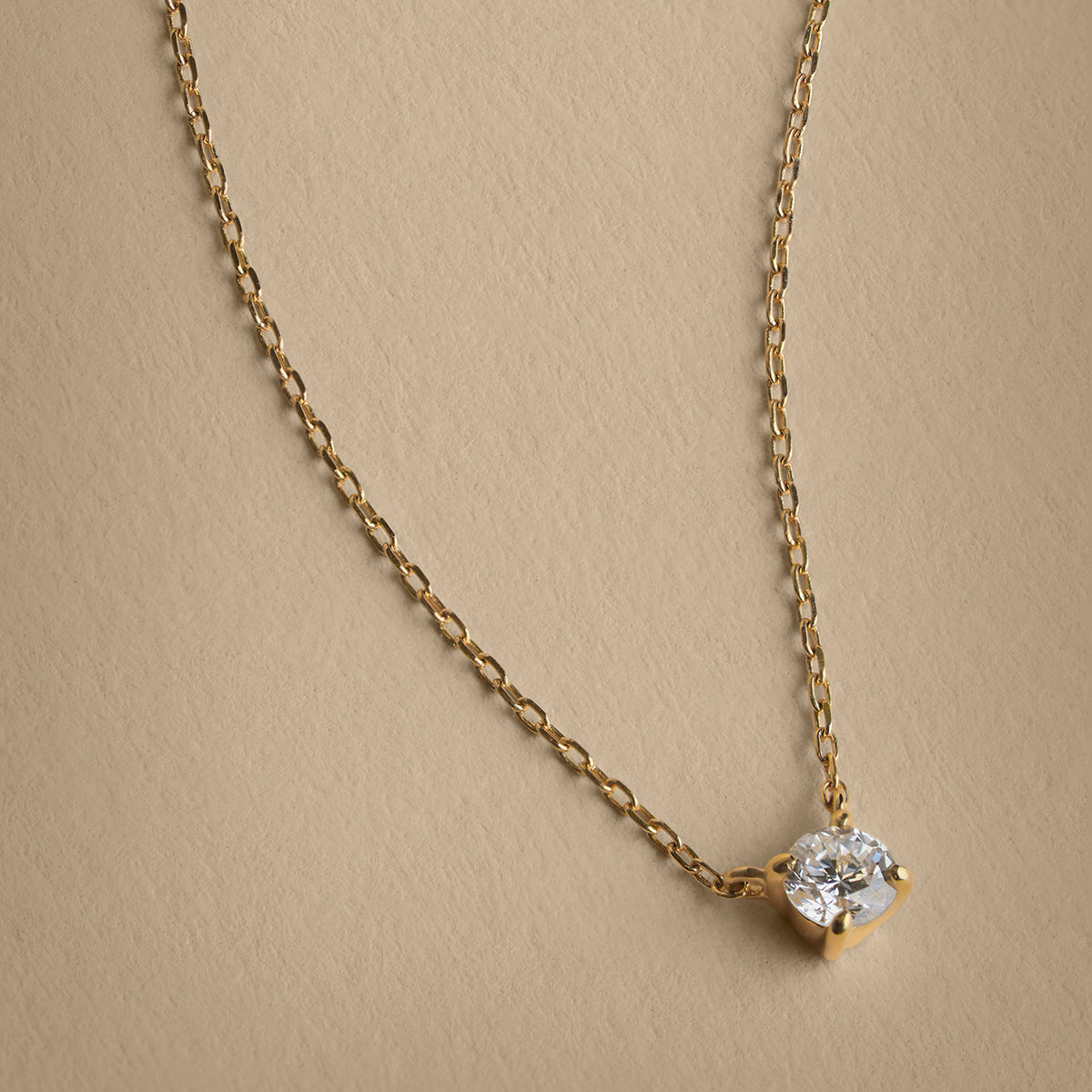 Diamond Solitaire Pendant Necklace in Solid Gold-Astrid &amp; Miyu