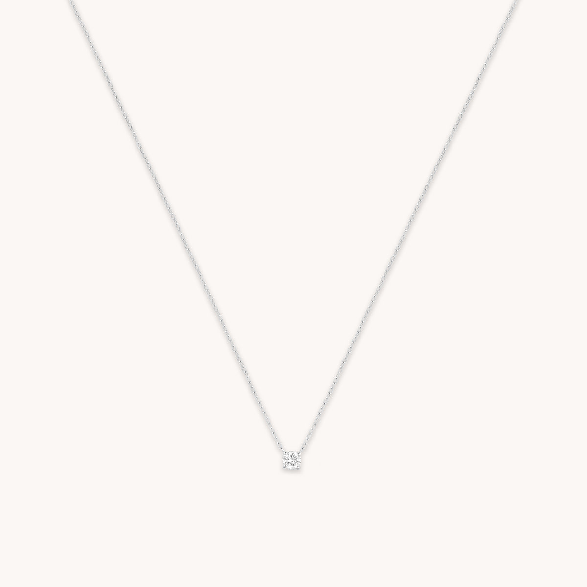 Diamond Solitaire Pendant Necklace in Solid White Gold-Astrid &amp; Miyu