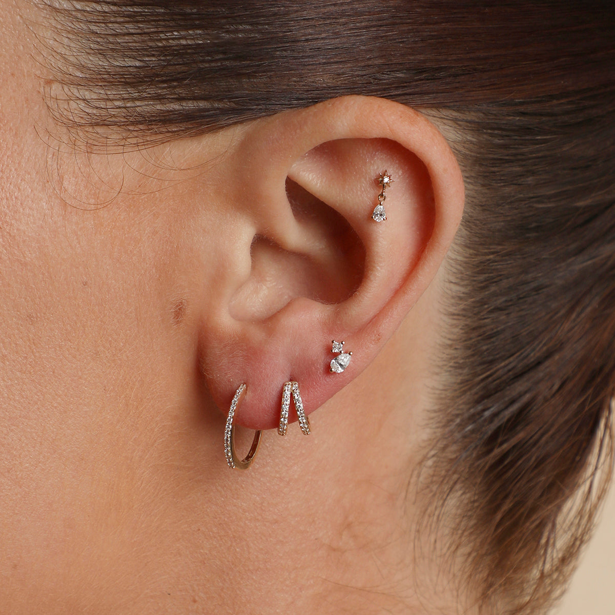 Diamond Cosmic Charm Piercing Stud in Solid Gold-Astrid &amp; Miyu