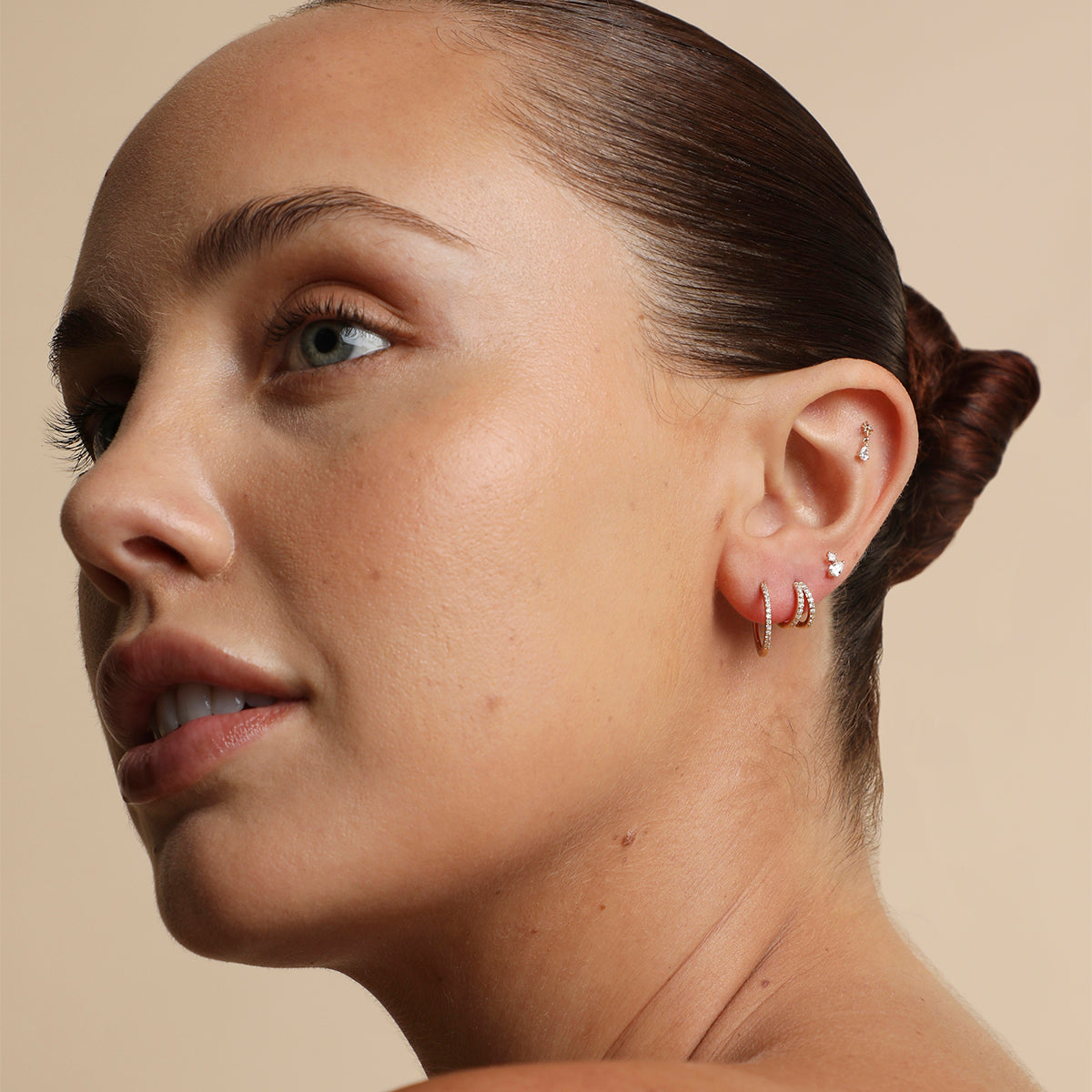 Diamond Cosmic Charm Piercing Stud in Solid Gold-Astrid &amp; Miyu
