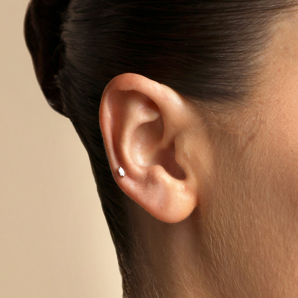 Diamond Marquise Piercing Stud in Solid Gold-Astrid &amp; Miyu