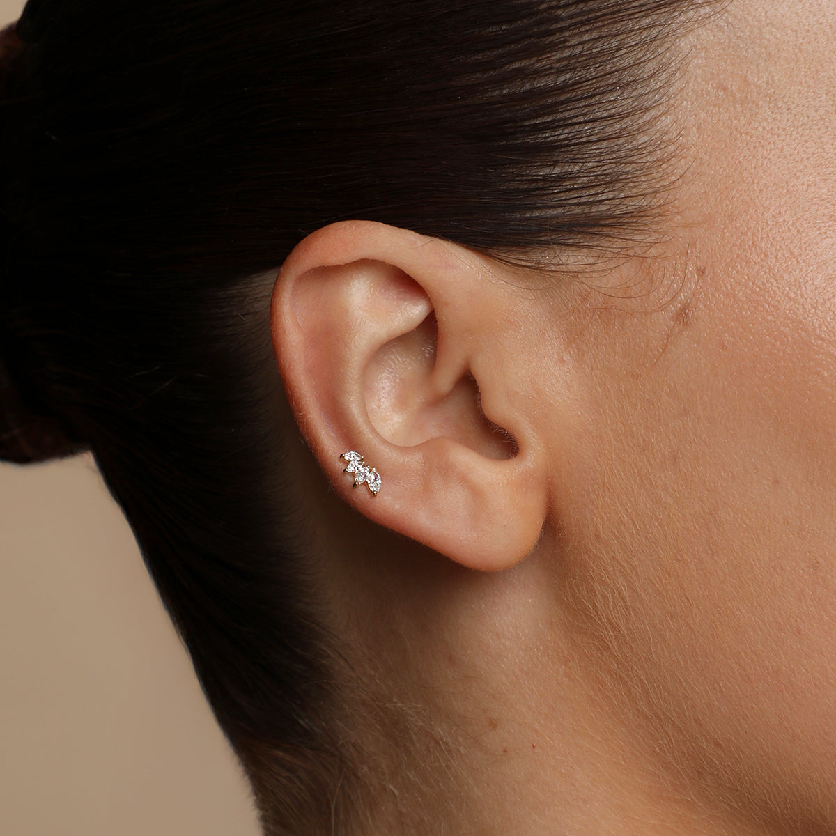 Diamond Marquise Fan Piercing Stud in Solid Gold-Astrid &amp; Miyu