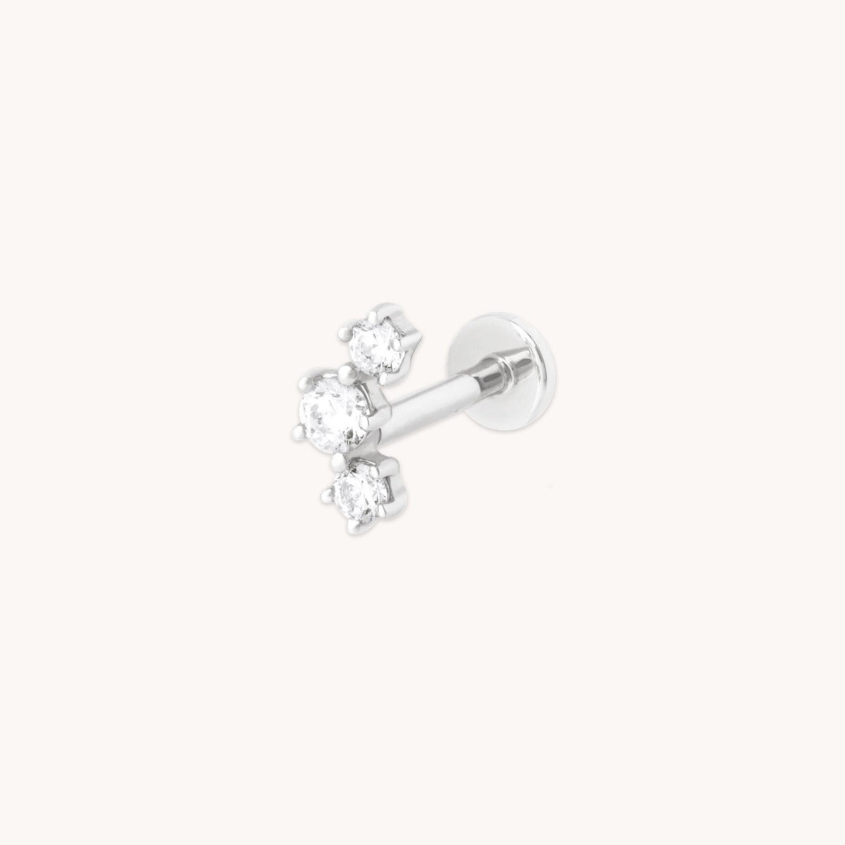 Diamond Curved Piercing Stud in Solid White Gold-Astrid &amp; Miyu