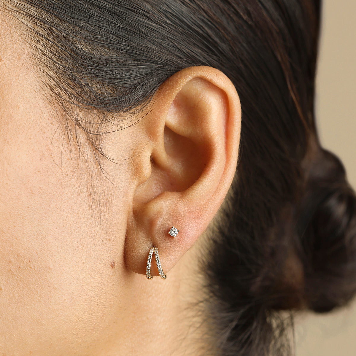 Diamond Solitaire Stud Earrings in Solid Gold-Astrid &amp; Miyu