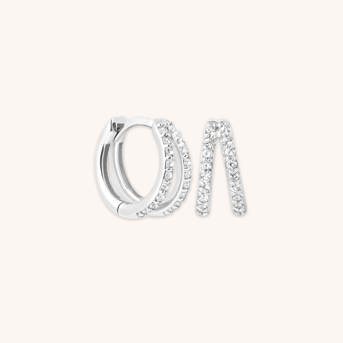 Diamond Pavé Illusion Huggies in Solid White Gold-Astrid &amp; Miyu