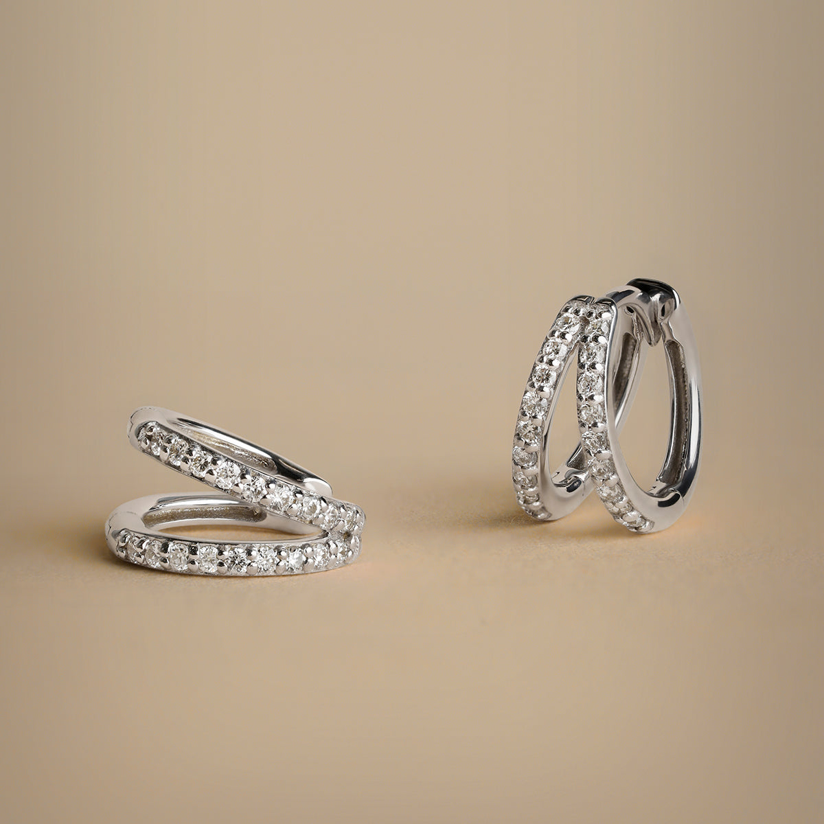 Diamond Pavé Illusion Huggies in Solid White Gold-Astrid &amp; Miyu