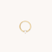 White Topaz Pear Daith Hoop in Solid Gold-Astrid &amp; Miyu