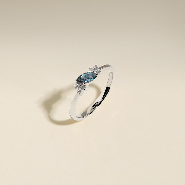Alexandrite June Birthstone Milestone Ring in Solid White Gold-Astrid &amp; Miyu