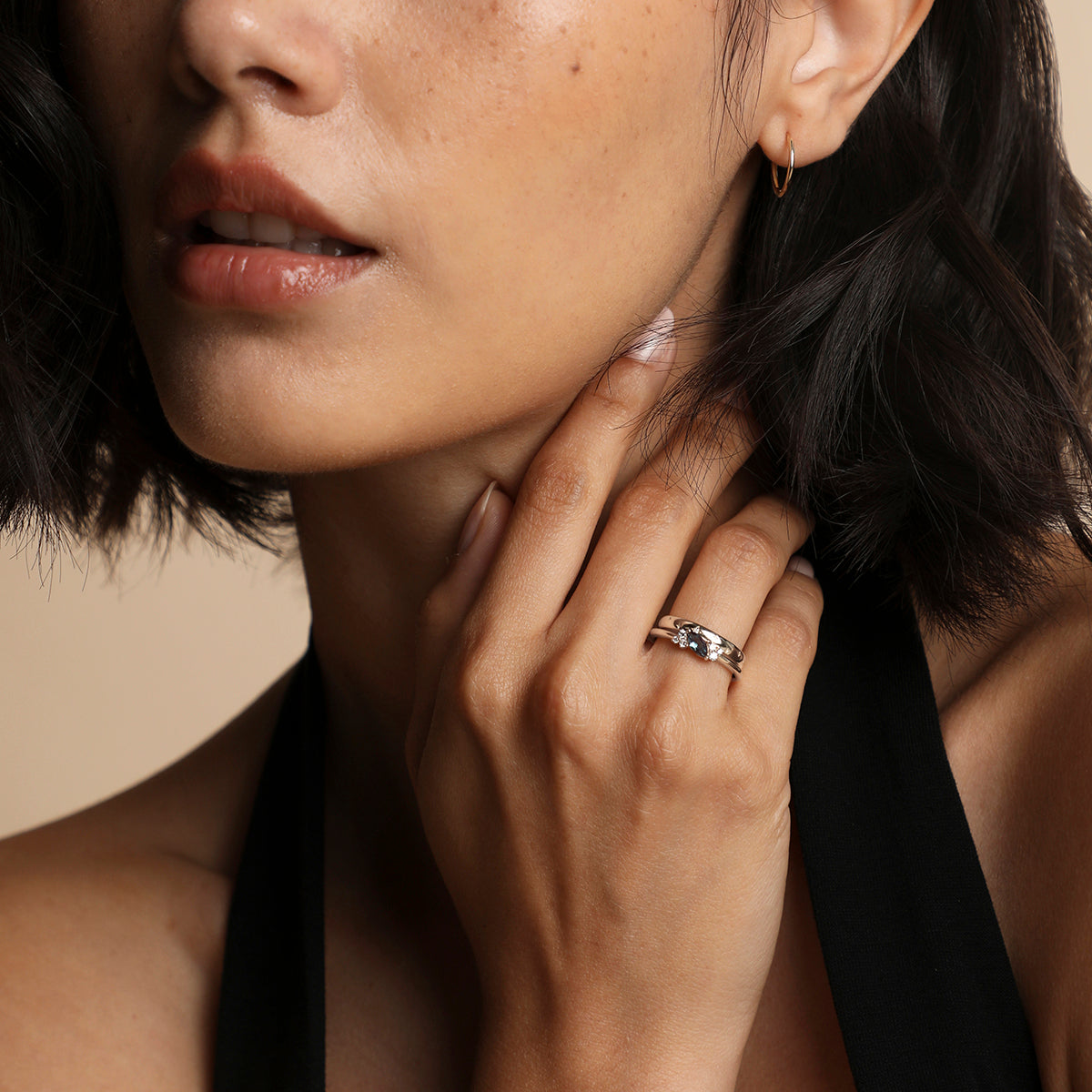 Cosmic Band Milestone Ring in Solid White Gold-Astrid &amp; Miyu