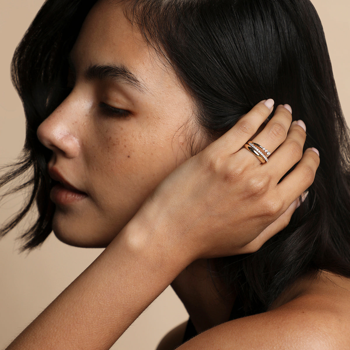Hidden Cosmic Milestone Ring in Solid Gold-Astrid &amp; Miyu