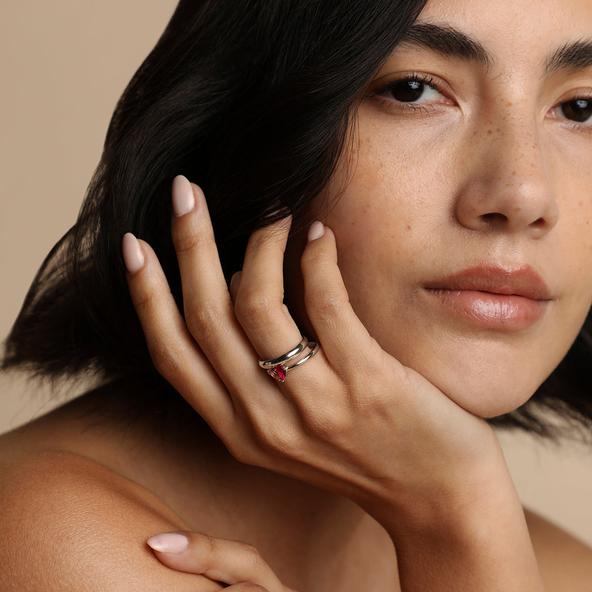 Hidden Cosmic Milestone Ring in Solid White Gold-Astrid &amp; Miyu