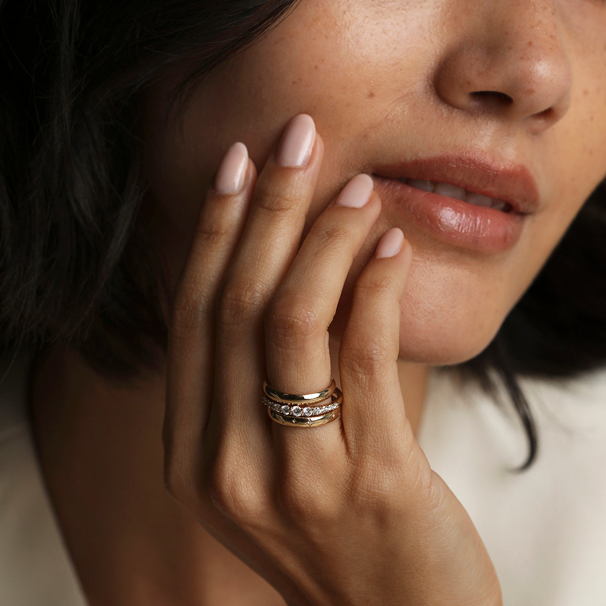 Diamond Eternity Milestone Ring in Solid Gold-Astrid &amp; Miyu