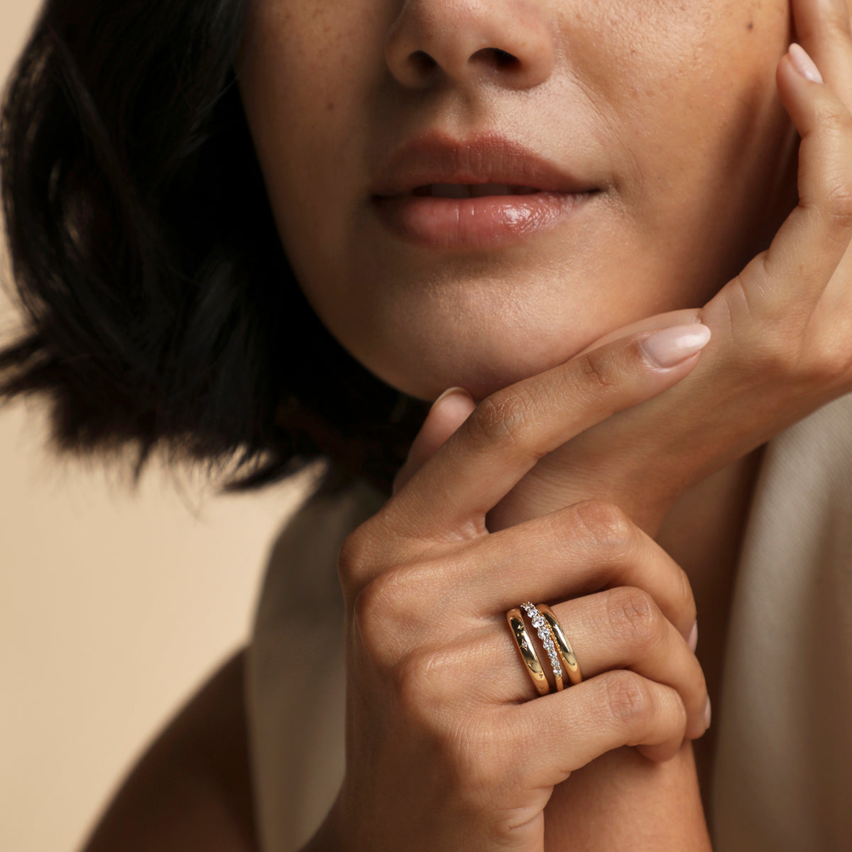 Diamond Eternity Milestone Ring in Solid Gold-Astrid &amp; Miyu