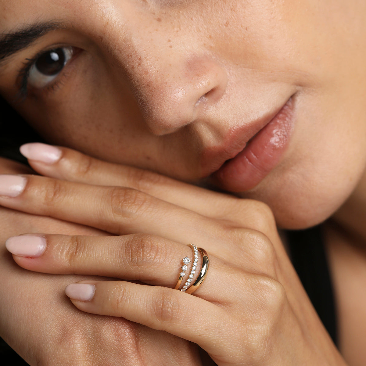 Illusion Diamond Milestone Ring in Solid Gold-Astrid &amp; Miyu