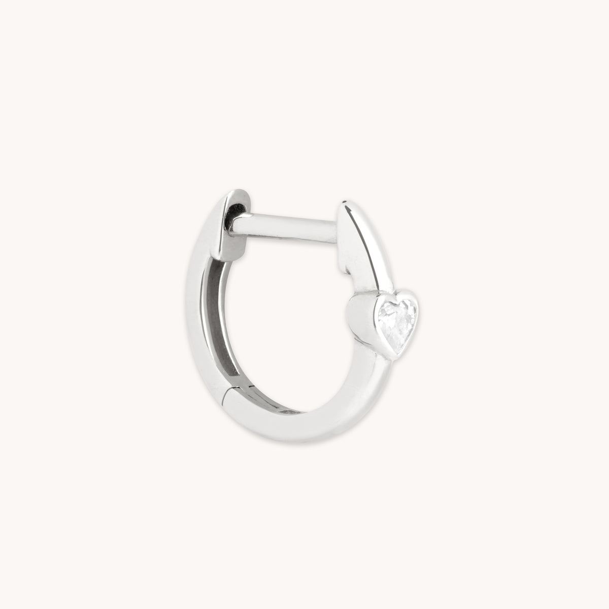Piercing Jewellery - Heart Topaz Piercing Hoop in Solid White Gold - Piercing Hoops - Astrid &amp; Miyu