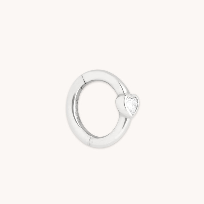 Heart Jewellery - Heart Topaz Seamless Hoop in Solid White Gold - Piercing Hoops - Astrid &amp; Miyu