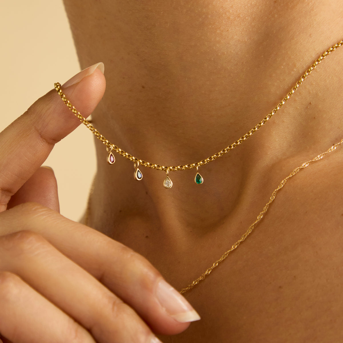 Birthstone Charms - Sapphire Pear Charm 9k Gold - Welding Charm - Astrid &amp; Miyu