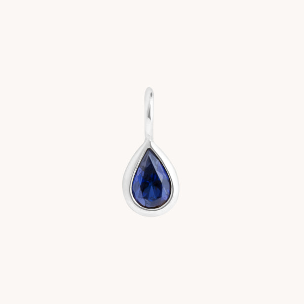 Birthstone Charms - Sapphire Pear Charm 9k White Gold - Welding Charm - Astrid &amp; Miyu