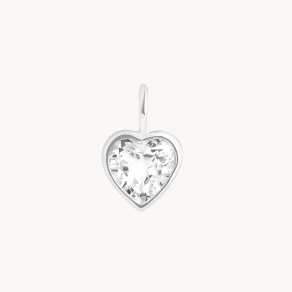 Motif Charms - Heart White Topaz Charm 9k White Gold - Welding Charm - Astrid &amp; Miyu