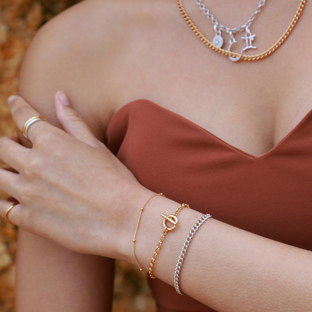 Bold Essential Curb Chain Bracelet in Silver-Astrid &amp; Miyu