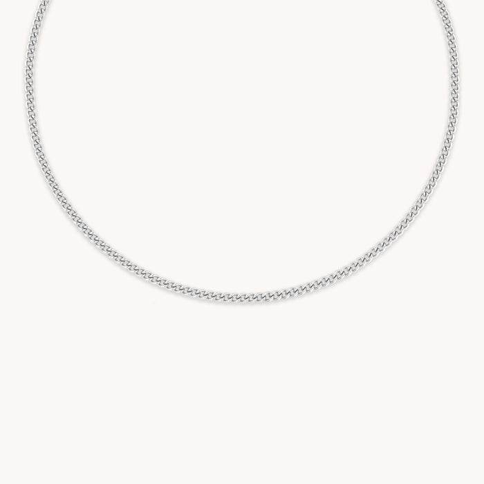 Bold Essential Curb Chain Necklace in Silver-Astrid &amp; Miyu