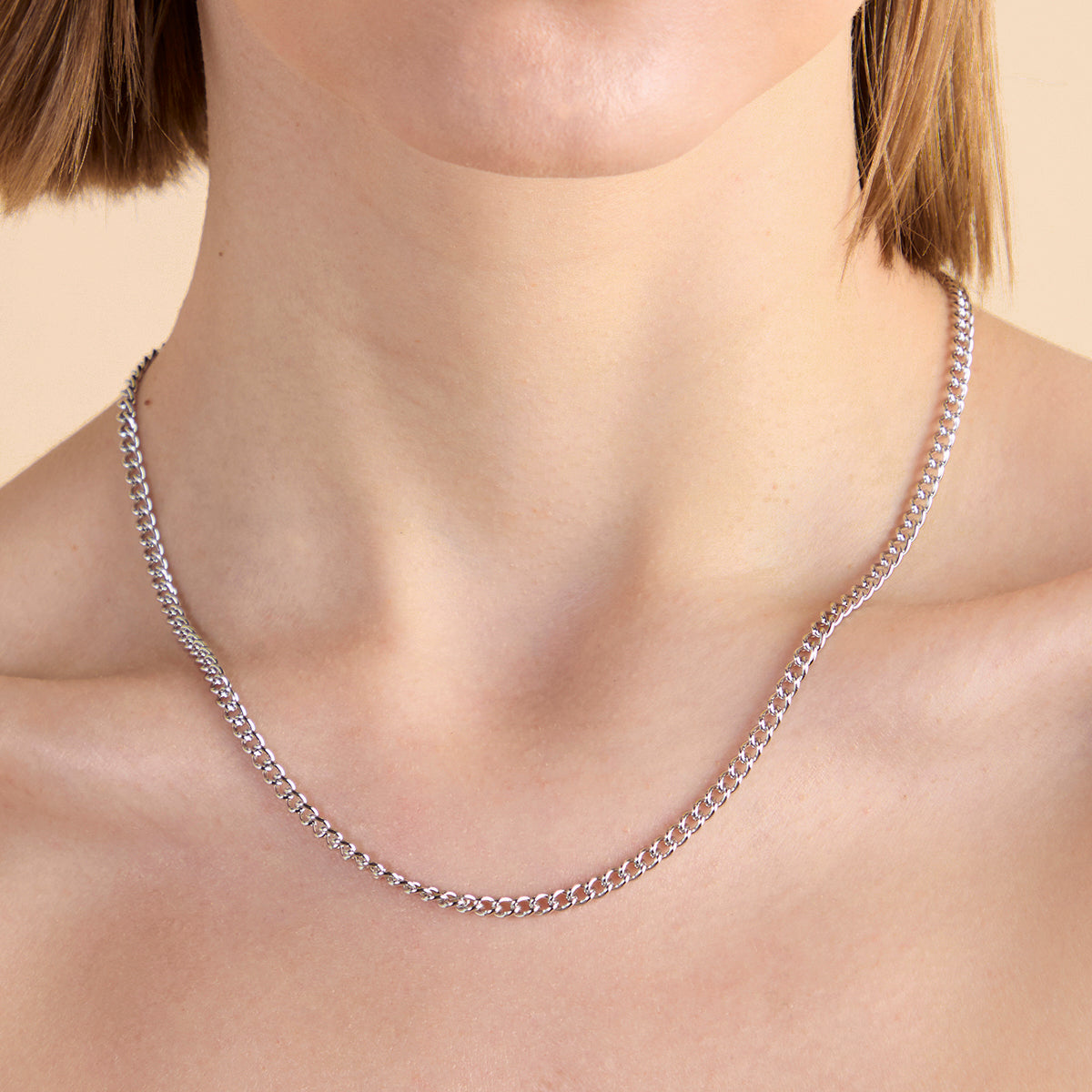 Bold Essential Curb Chain Necklace in Silver-Astrid &amp; Miyu