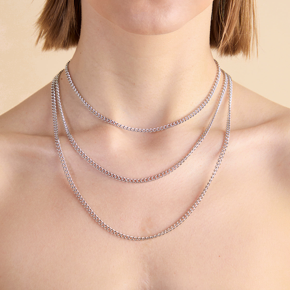 Bold Essential Curb Chain Necklace in Silver-Astrid &amp; Miyu