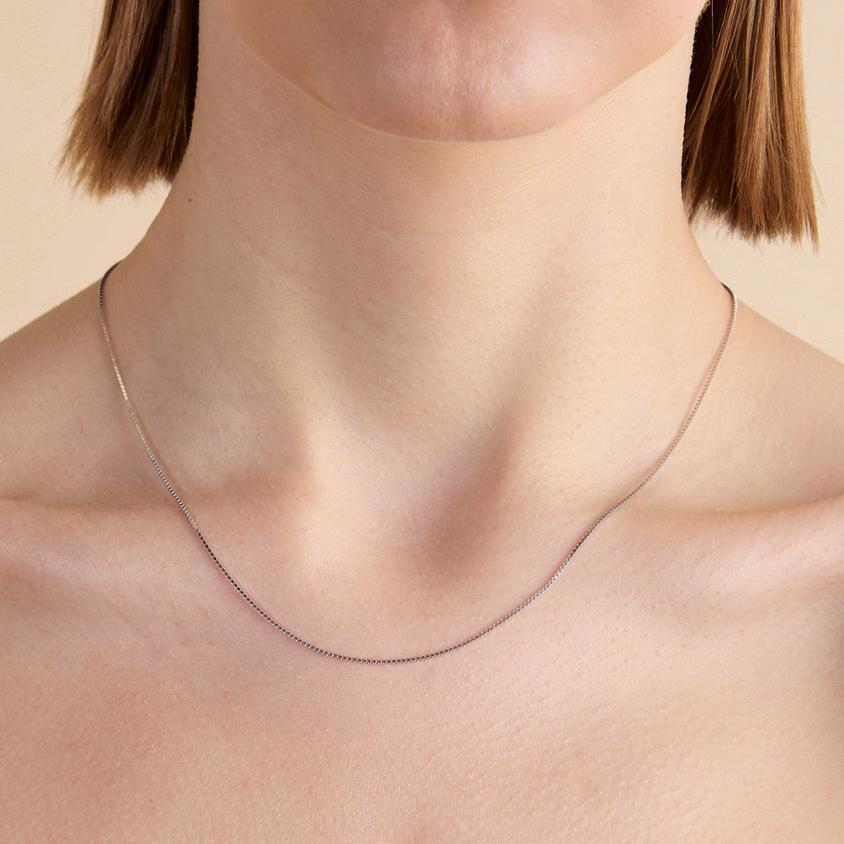 Essential Box Chain Necklace in Silver-Astrid &amp; Miyu