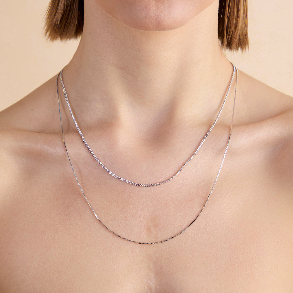 Essential Box Chain Necklace in Silver-Astrid &amp; Miyu
