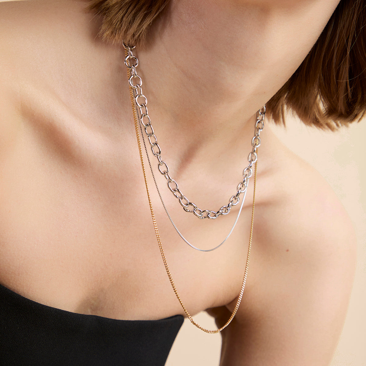 Essential Box Chain Necklace in Silver-Astrid &amp; Miyu
