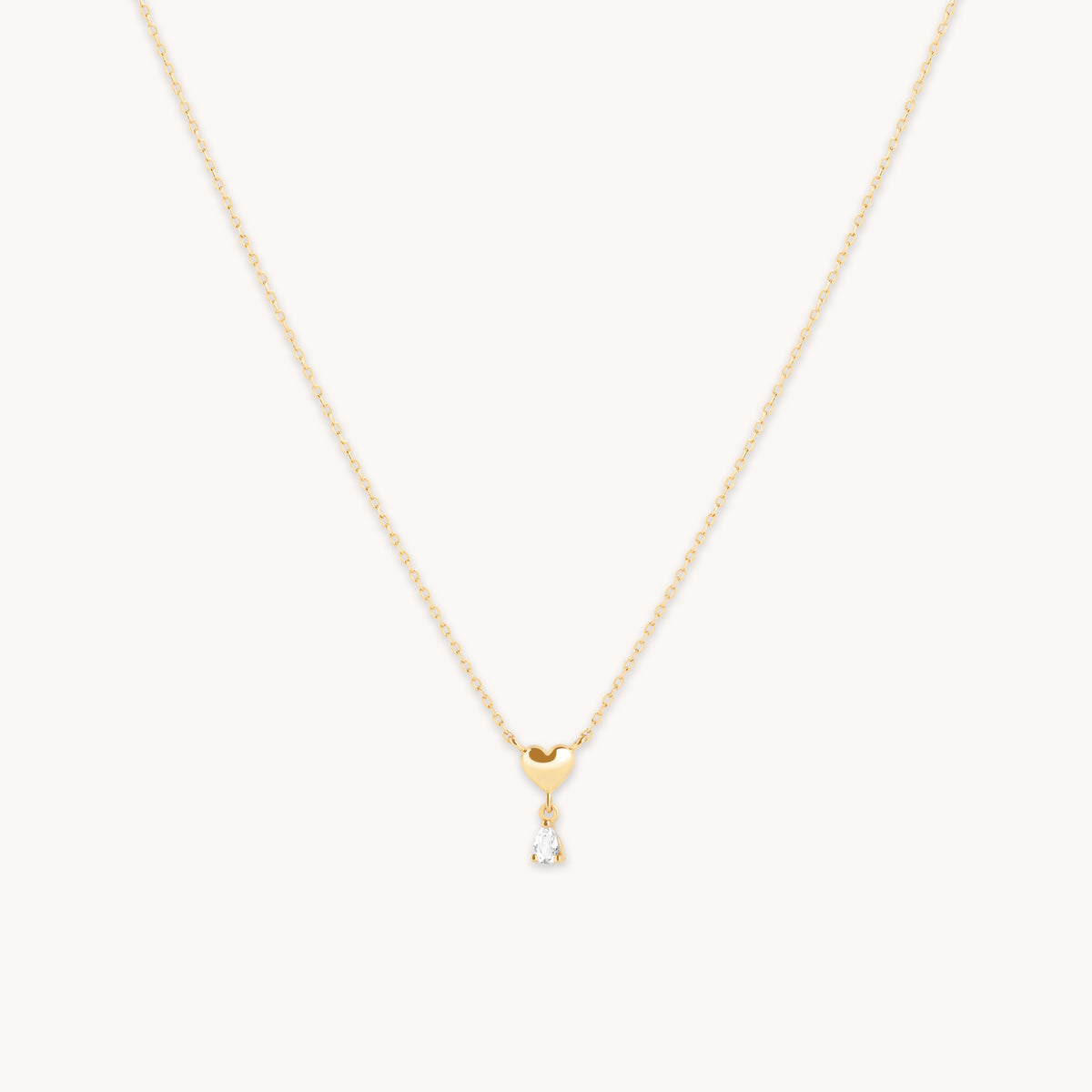 Gold Necklaces - White Topaz Heart Pendant Necklace in Solid Gold - Pendant Necklaces - Astrid &amp; Miyu
