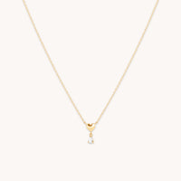 Gold Necklaces - White Topaz Heart Pendant Necklace in Solid Gold - Pendant Necklaces - Astrid &amp; Miyu