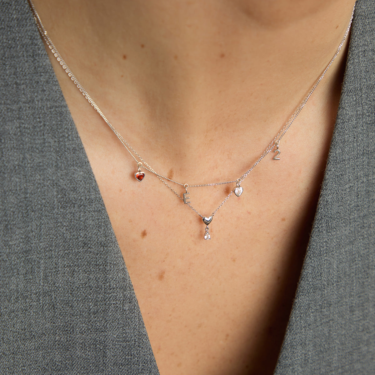 Gold Necklaces - White Topaz Heart Pendant Necklace in Solid White Gold - Pendant Necklaces - Astrid &amp; Miyu